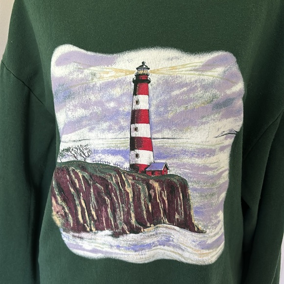 Retro Coastal Nautical Lighthouse Crewneck Sweatshirt - Picture 4 of 10